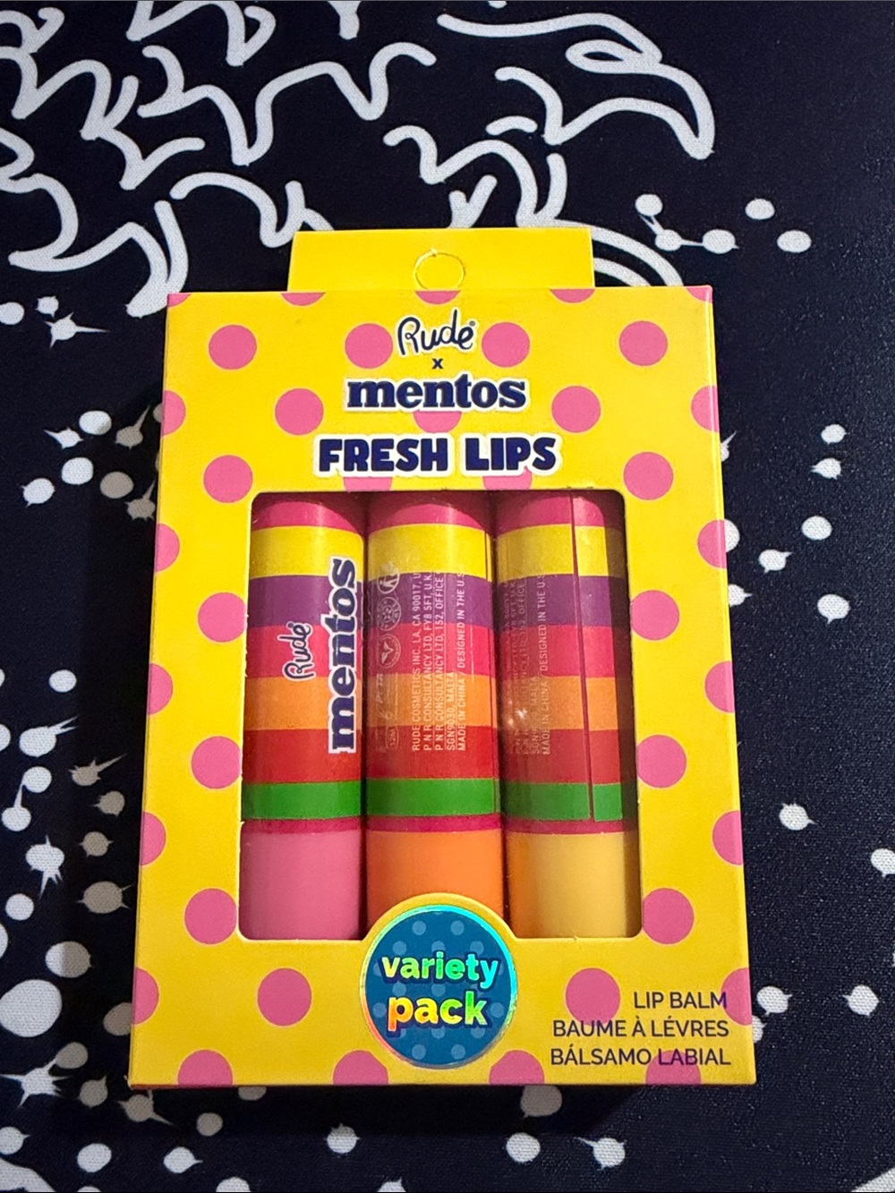 RUDE x Mentos Fresh Lips Variety Pack - Pink, Orange, Yellow